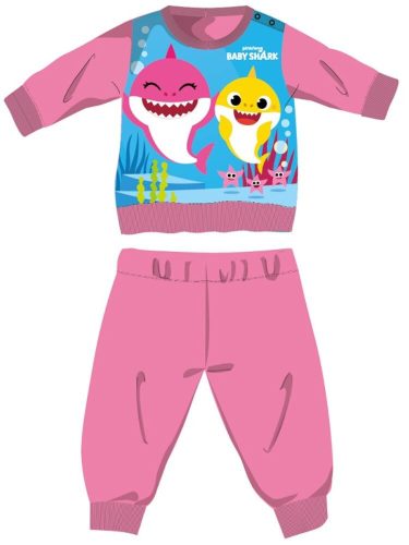 Baby Shark pijama de bebé de invierno grueso - pijama de franela de algodón - rosa claro - 80