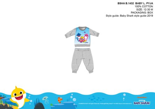 Pijama de bebé Baby Shark - pijama de algodón jersey - gris - 92