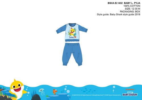 Pijama de bebé Baby Shark - pijama de algodón jersey - azul claro - 80