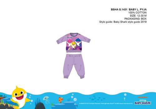 Pijama de bebé Baby Shark - pijama de algodón jersey - lila - 80