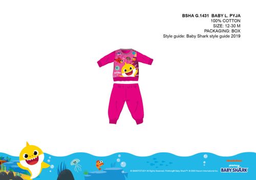 Pijama de bebé Baby Shark - pijama de algodón jersey - rosa - 86