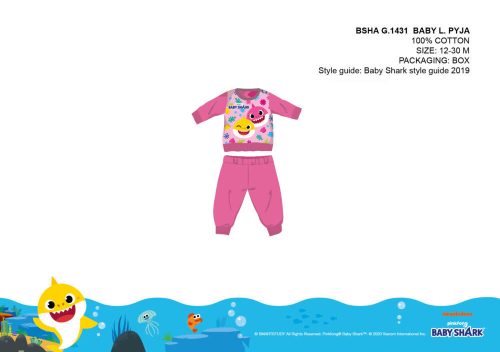 Pijama de bebé Baby Shark - pijama de algodón jersey - rosa oscuro - 80