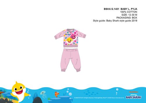 Baby Shark pijama de bebé - pijama de jersey de algodón - rosa claro - 80