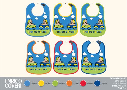 Pack de 6 baberos Enrico Coveri - babero de algodón 30 x 18 cm - azul