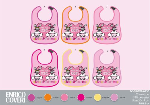 Pack de 6 baberos Enrico Coveri - babero de algodón 30 x 18 cm - rosa