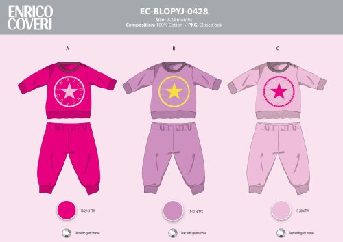 Pijama de bebé largo y delgado Enrico Coveri - pijama de 100% algodón - lila - 92