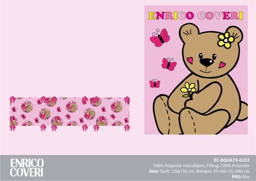Juego de cama para cuna de bebé Enrico Coveri - juego de cama para cuna de bebé de 2 piezas - rosa - 120 x 150 cm