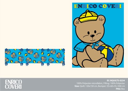 Juego de cama para cuna de bebé Enrico Coveri - juego de cama para cuna de bebé de 2 piezas - azul - 120 x 150 cm