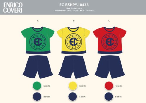 Enrico Coveri pijama de verano para bebé de manga corta - pijama de algodón 100% - rojo-azul oscuro - 92