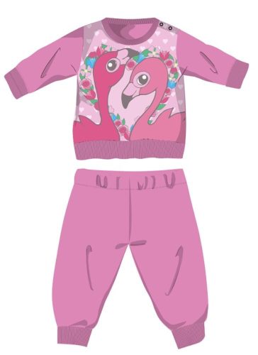 Pijama de bebé de algodón de invierno Flamingo - pijama interlock - rosa - 92
