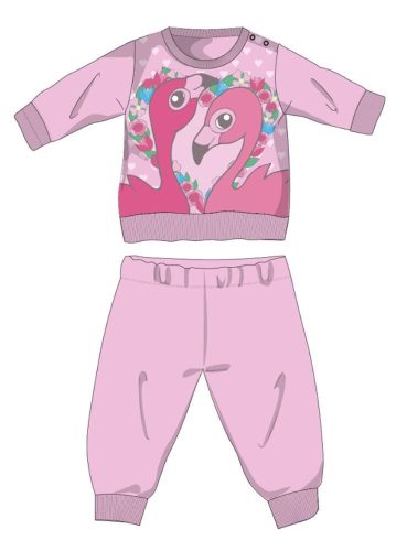 Pijama de bebé de algodón de invierno Flamingo - pijama interlock - rosa claro - 92