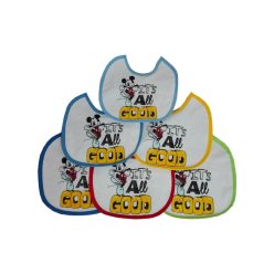   Pack de 6 baberos de Mickey Mouse - babero de algodón - azul claro-azul medio-azul oscuro-amarillo-rojo-verde