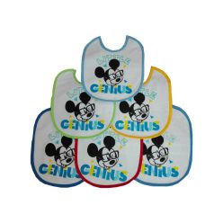   Pack de 6 baberos de Mickey Mouse - babero de algodón - azul claro-azul medio-azul oscuro-amarillo-rojo-verde