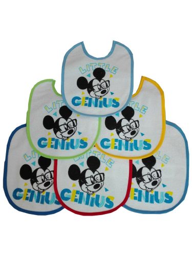 Pack de 6 baberos de Mickey Mouse - babero de algodón - azul claro-azul medio-azul oscuro-amarillo-rojo-verde