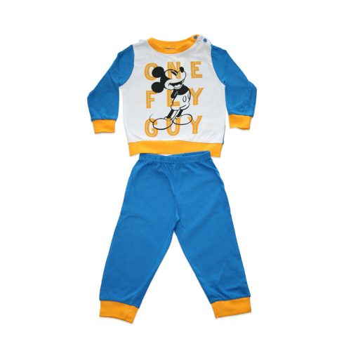 Pijama de bebé de algodón fino de manga larga - Mickey Mouse - One fly guy con estampado - Jersey - azul medio - 80