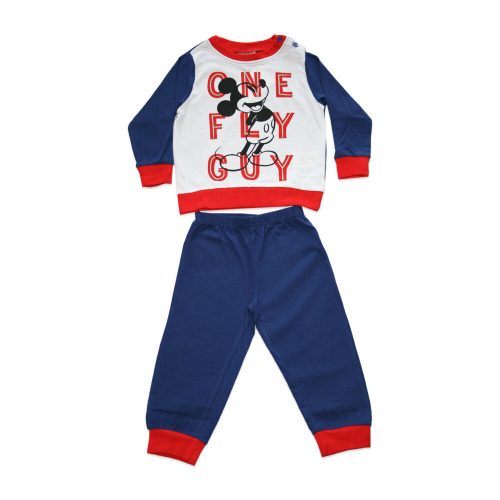 Pijama de bebé de algodón fino de manga larga - Mickey Mouse - One fly guy con estampado - Jersey - azul oscuro-rojo - 92