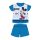 Pijama de bebé de algodón de manga corta de verano - Disney Mickey Mouse - a rayas - azul medio - 92