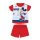 Pijama de bebé de algodón de manga corta de verano - Disney Mickey Mouse - a rayas - rojo - 80