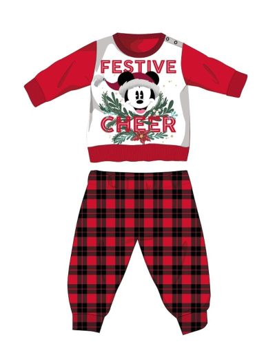 Disney Mickey Mouse pijama de bebé grueso de invierno de Navidad - pijama de franela de algodón - rojo-negro - 92