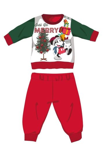 Disney Mickey Mouse pijama de bebé grueso de invierno de Navidad - pijama de franela de algodón - rojo-verde - 92