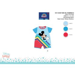   Enterizo de verano de bebé Mickey Mouse de Disney con mangas cortas - azul claro-rojo - para bebés de 0 a 1 mes