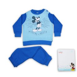   Pijama de bebé de algodón grueso de invierno - Mickey Mouse - el mejor - azul medio - 92