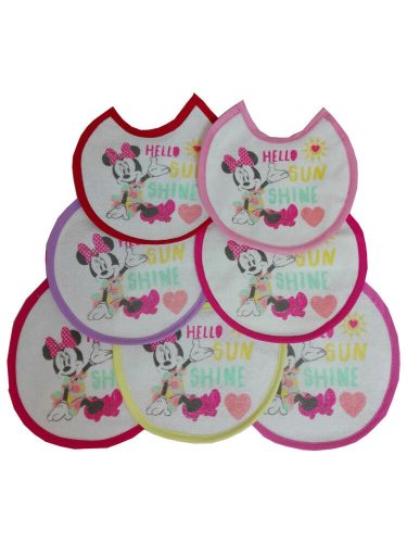 Pack de 7 baberos de Minnie Mouse - babero de algodón - rosa claro-rosa-rosa oscuro-pink-rojo-lila-amarillo