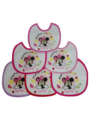 Pack de 6 baberos de Minnie Mouse - babero de algodón - rosa claro-rosa-rosa oscuro-rosa-pink-rojo-lila