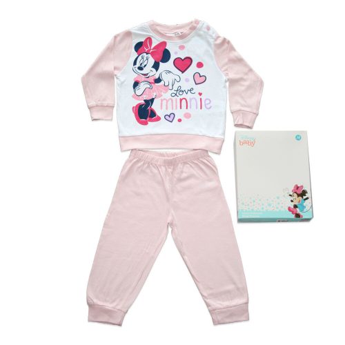 Pijama de bebé de algodón fino de manga larga - Minnie Mouse de corazones - Jersey
