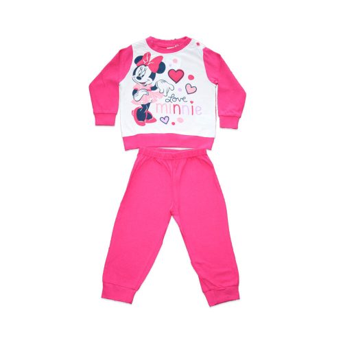Pijama de bebé de algodón fino de manga larga - Minnie Mouse de corazones - Jersey - rosa - 80