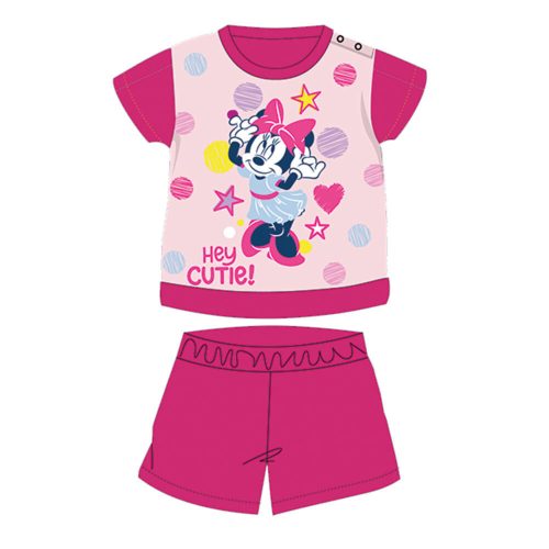 Pijama de bebé de algodón de manga corta de verano - Disney Minnie Mouse - estampado de estrellas - rosa - 92
