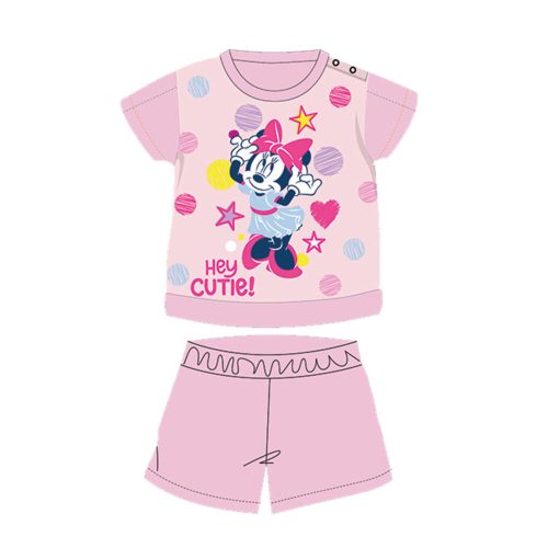 Pijama de bebé de algodón de verano de manga corta - Disney Minnie Mouse - estrellado - rosa claro - 92