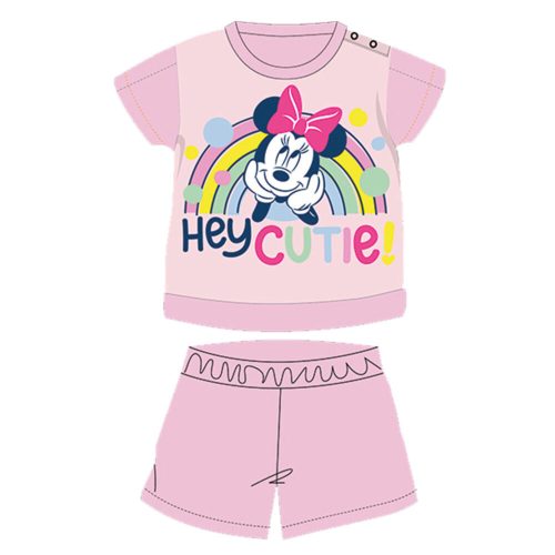 Pijama de bebé de algodón de verano de manga corta - Disney Minnie Mouse - rosa claro - 92