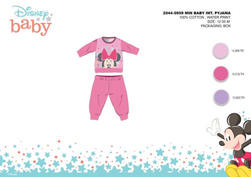 Pijama de bebé de interlock de algodón de invierno - Disney Minnie Mouse - rosa - 86