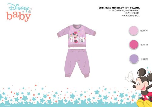 Pijama de bebé de interlock de algodón de invierno - Disney Minnie Mouse - lila claro - 86