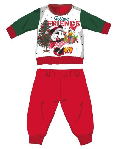 Disney Minnie Mouse thick winter Christmas baby pajama - cotton flannel pajama - red-green - 86