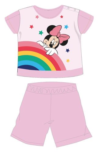 Disney Minnie Mouse summer short-sleeved baby pajama - cotton jersey pajama - with rainbow pattern - light pink - 80