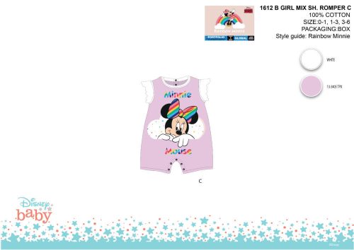 Disney Minnie ratón mono corto de verano para bebé - lila claro-blanco - para bebés de 0-1 mes