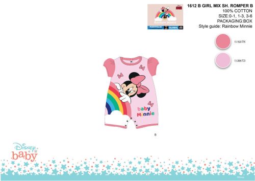Disney Minnie ratón mono corto de verano para bebé - rosa claro-rosa - para bebés de 1-3 meses