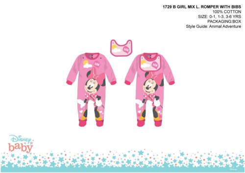 Enterizo de bebé Minnie Mouse de Disney con delantal - rosa-rojo - para bebés de 1 a 3 meses