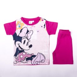   Conjunto de verano de algodón para niñas Minnie Mouse - conjunto de camiseta y pantalón corto - rosa - 92