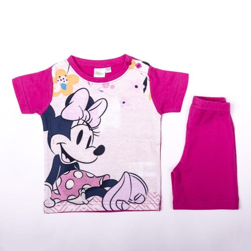 Conjunto de verano de algodón para niñas Minnie Mouse - conjunto de camiseta y pantalón corto - rosa - 92