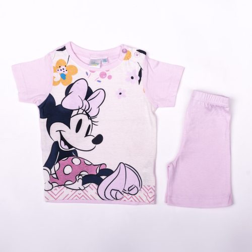 Conjunto de verano de algodón para niñas Minnie Mouse - conjunto de camiseta y pantalón corto - rosa - 92