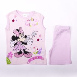   Conjunto de verano de algodón para niñas Minnie Mouse - conjunto de camiseta y pantalón corto - rosa claro - 92