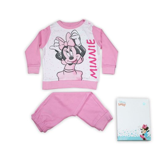 Pijama de bebé de algodón de invierno - Minnie Mouse - rosa claro - 80