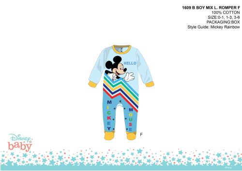 Rompers de bebé de Mickey Mouse de Disney - azul claro-amarillo - para bebé de 1-3 meses