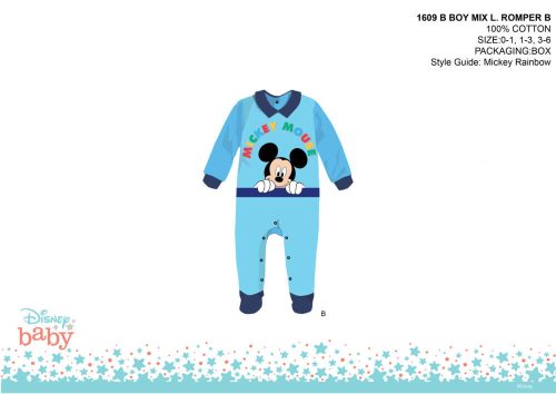 Rompers de bebé de Mickey Mouse de Disney - con cuello - azul claro-azul oscuro - para bebé de 0-1 mes