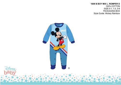 Rompers de bebé de Mickey Mouse de Disney - azul claro-azul oscuro - para bebé de 0-1 mes