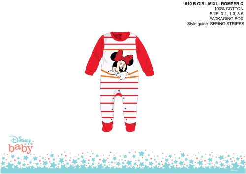 Enterizo de bebé Minnie Mouse de Disney - blanco-rojo - para bebés de 0 a 1 mes