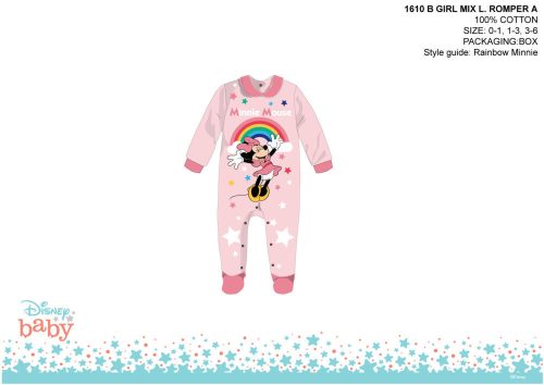 Enterizo de bebé Minnie Mouse de Disney con cuello - con la inscripción de Minnie Mouse - rosa claro-rosa - para bebés de 0 a 1 mes